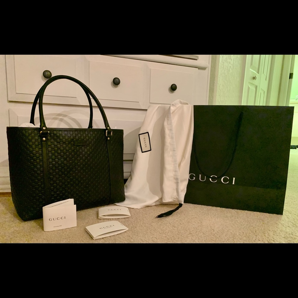 NWT GUCCI Micro Guccissima Large Black Leather Tote Bag 👜 Microguccissima